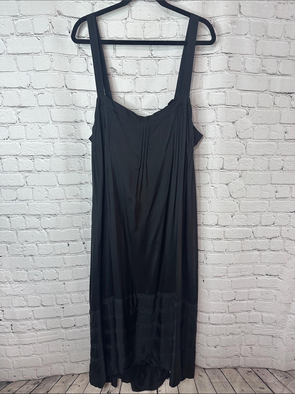 J. Crew Black Gathered Back Bow Neck Swing Midi Dress 2X Lined Viscose NEW